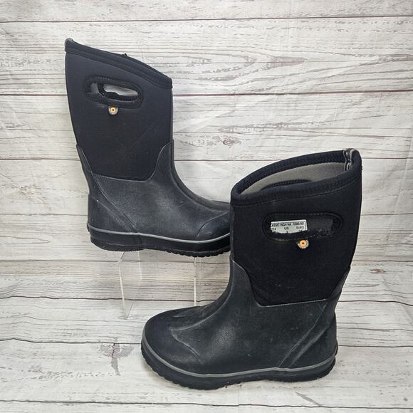 Bogs Boots Youth 3 Classic High Handles Pull On Midcalf 52065-001 Black Fabric - Picture 1 of 7